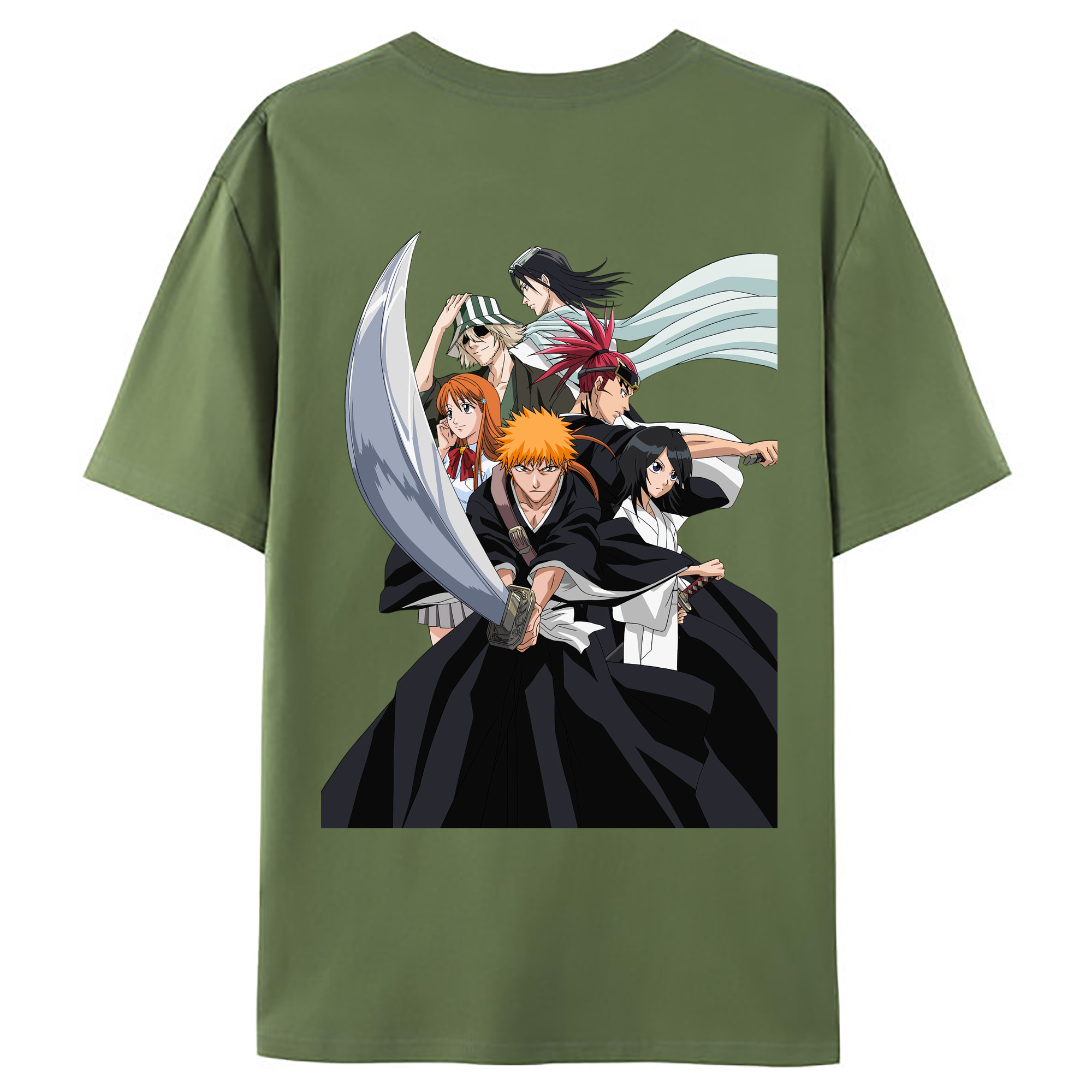 （画像用） ブリーチ 黒崎一護（くろさき いちご）BLEACH Kurosaki Ichigo 綿100％ メンズ半袖Tシャツ（バックプリント） 通気性